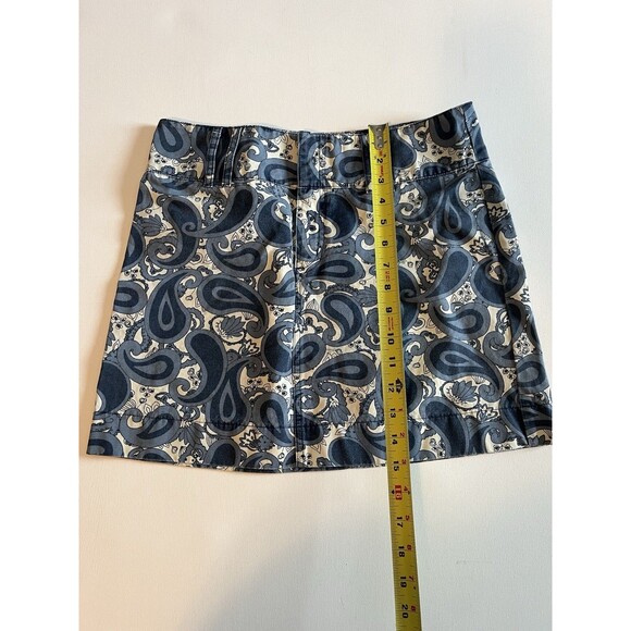 Y2K GAP Blue White Paisley Floral 100% Cotton A Line Sadie Mini Skirt Size 4 - Picture 4 of 6